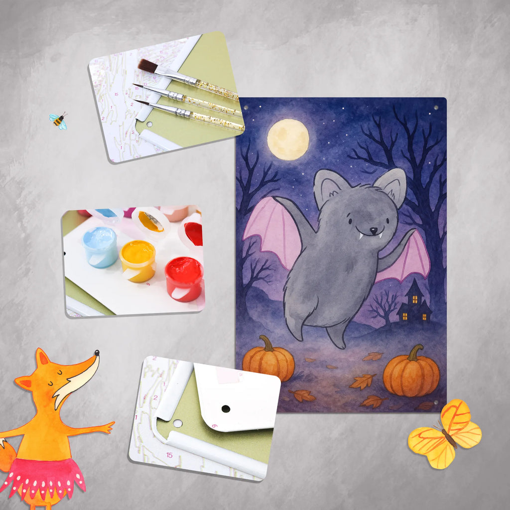 Paint by Numbers Metal Sign Bat Frighten Design Halloween, decoration, Martin singing, decor, gifts, giving