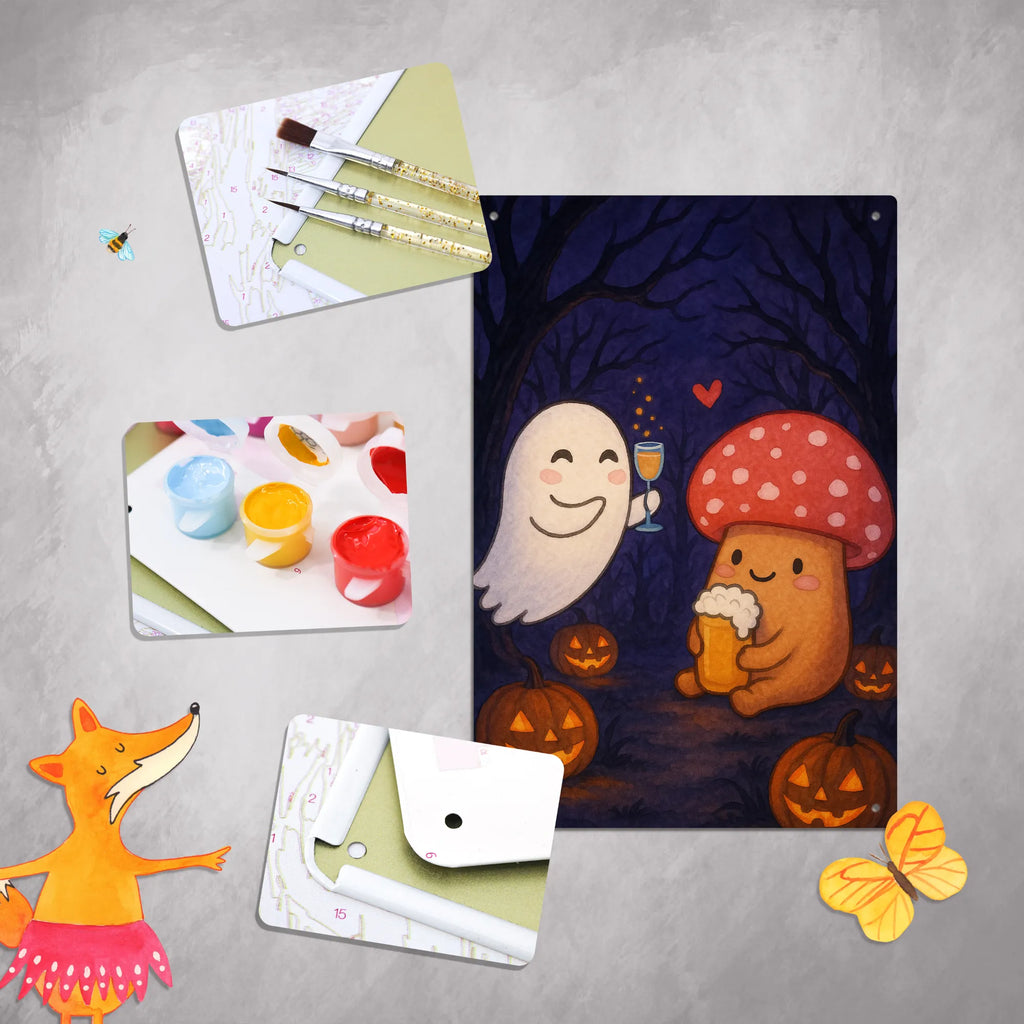 Malen nach Zahlen Metallschild Gespenst  Prost  Design Kunstwerk, DIY, Bastelidee, Kreativität, Baseln, Malen nach Zahlen, Ausmalbild, Künstler, Malen, Halloween, Deko, Martinssingen, Dekoration, Geschenke, Schenken, Sekt, Gespenst, Bier, Fliegenpilz, Pils