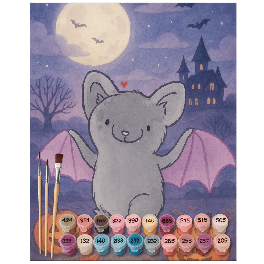 Malowanie według numerów nietoperz Klasyczny Design Kunstwerk, Ausmalbild, DIY, Malen nach Zahlen, Malen, Kreativität, Bastelidee, Künstler, Baseln, Halloween, Deko, Martinssingen, Dekoration, Geschenke, Schenken