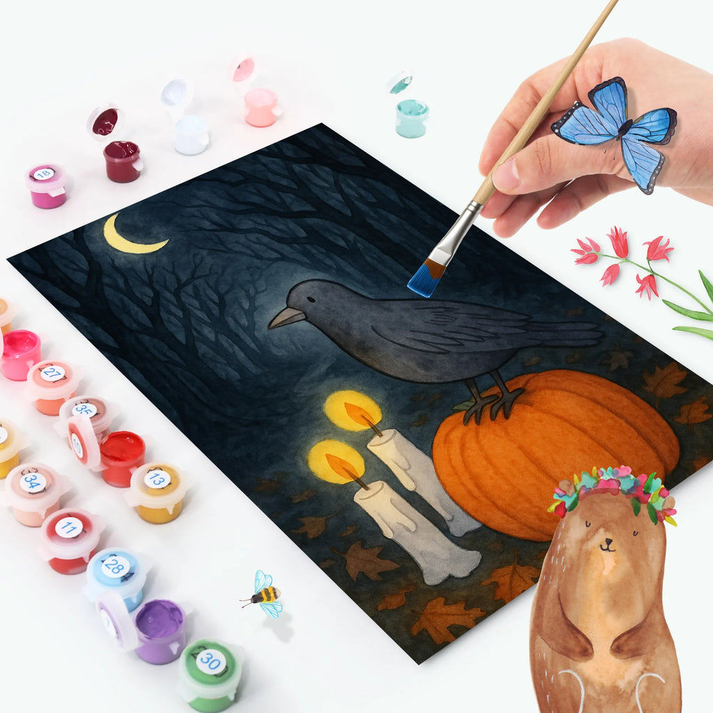 Paint by Numbers Crow Halloween Design Künstler, Bastelidee, Ausmalbild, Kreativität, DIY, Kunstwerk, Malen, Malen nach Zahlen, Baseln, Halloween, Deko, Martinssingen, Dekoration, Geschenke, Schenken