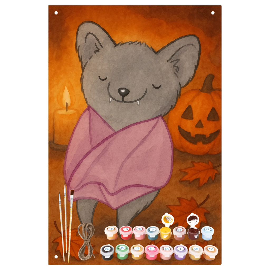 Paint by Numbers Metal Sign Bat Chilling Design Halloween, decoration, Martin singing, decor, gifts, giving