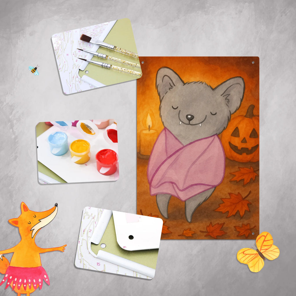 Paint by Numbers Metal Sign Bat Chilling Design Halloween, decoration, Martin singing, decor, gifts, giving