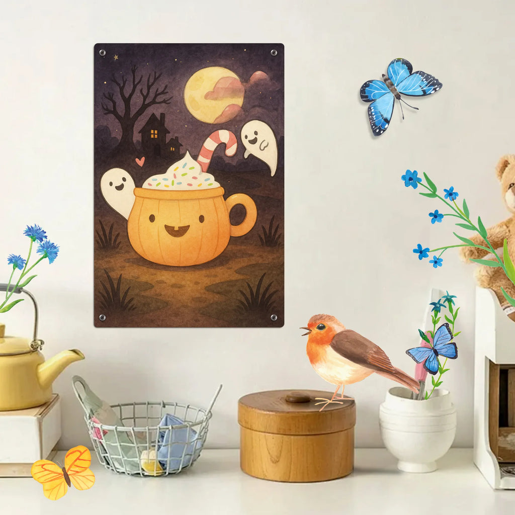 Paint by Numbers Metal Sign Coffee Ghost Design Halloween, decoration, Martin singing, decor, gifts, giving