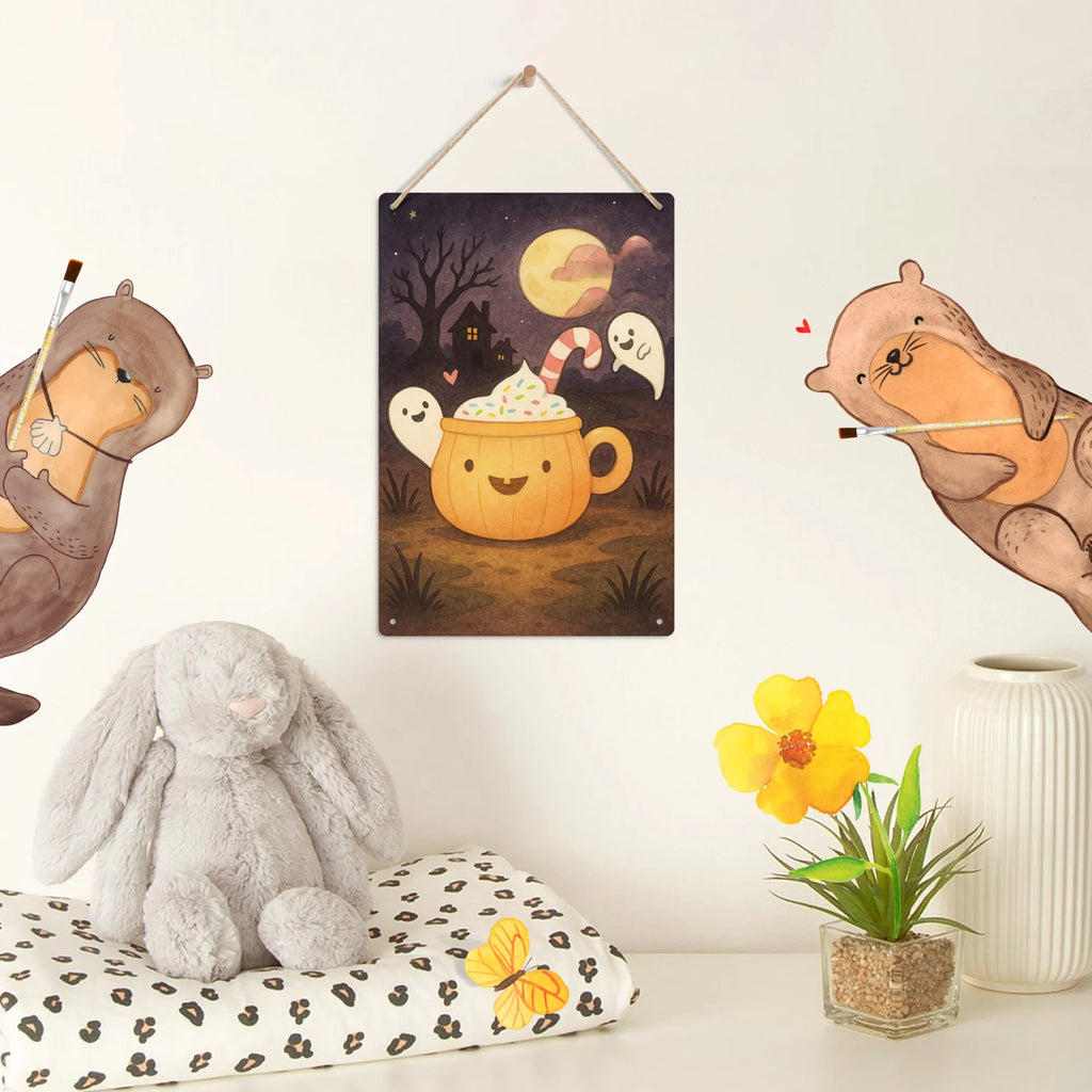 Paint by Numbers Metal Sign Coffee Ghost Design Halloween, decoration, Martin singing, decor, gifts, giving