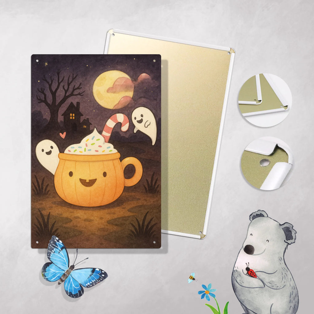 Paint by Numbers Metal Sign Coffee Ghost Design Halloween, decoration, Martin singing, decor, gifts, giving