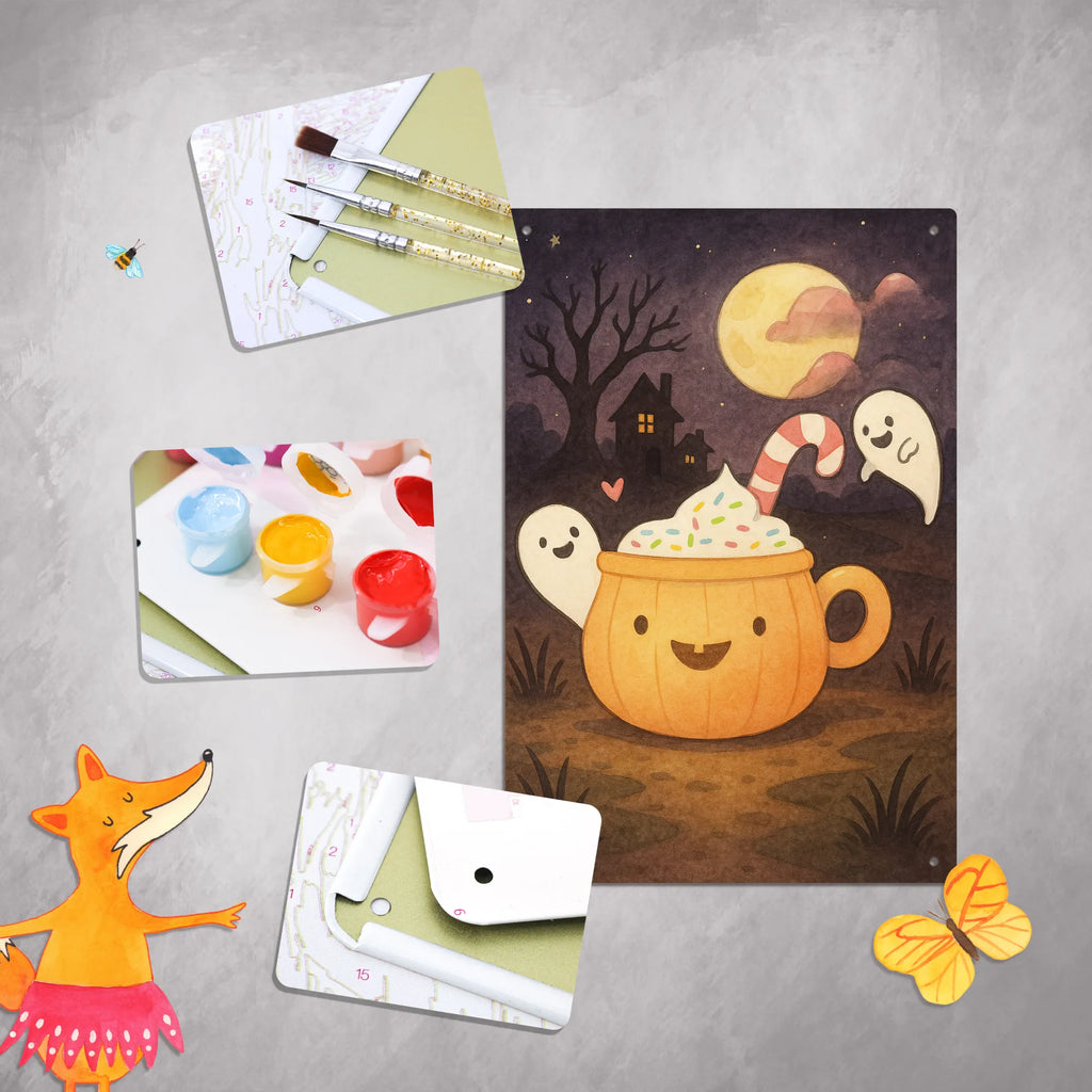 Paint by Numbers Metal Sign Coffee Ghost Design Halloween, decoration, Martin singing, decor, gifts, giving