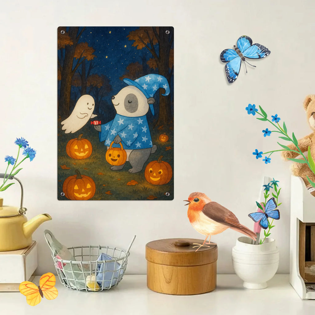 Metalowy szyld do malowania po numerach Panda Czarodziej Design Halloween, dekoracje, Martinssingen, dekoracja, prezenty, dawanie