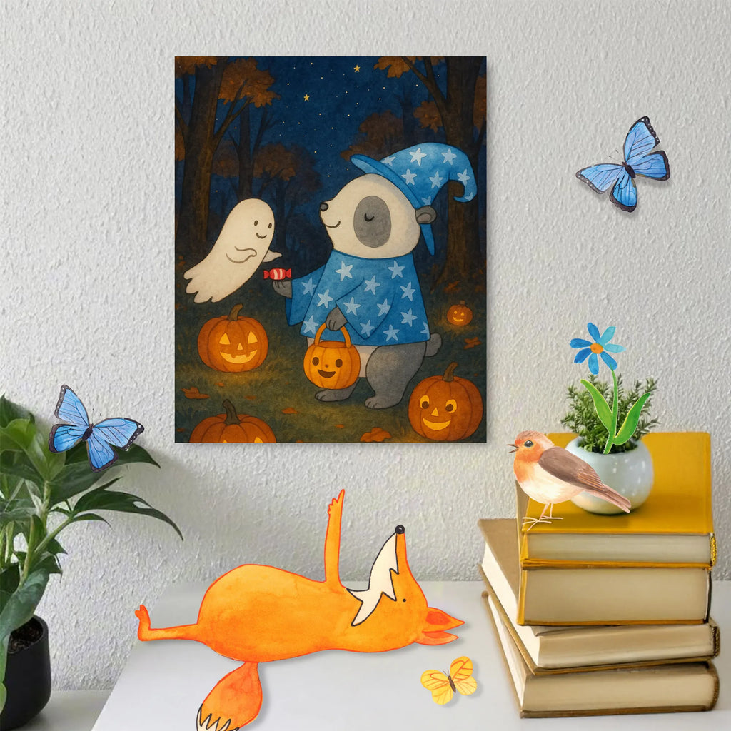 Malowanie według numerów Panda Czarodziej Design Bastelidee, Baseln, Malen nach Zahlen, DIY, Malen, Ausmalbild, Künstler, Kunstwerk, Kreativität, Halloween, Deko, Martinssingen, Dekoration, Geschenke, Schenken, Zauberer, Süßes sonst gibt's saures, Panda, Trick or Treat, Gespenst, Halloween Deko