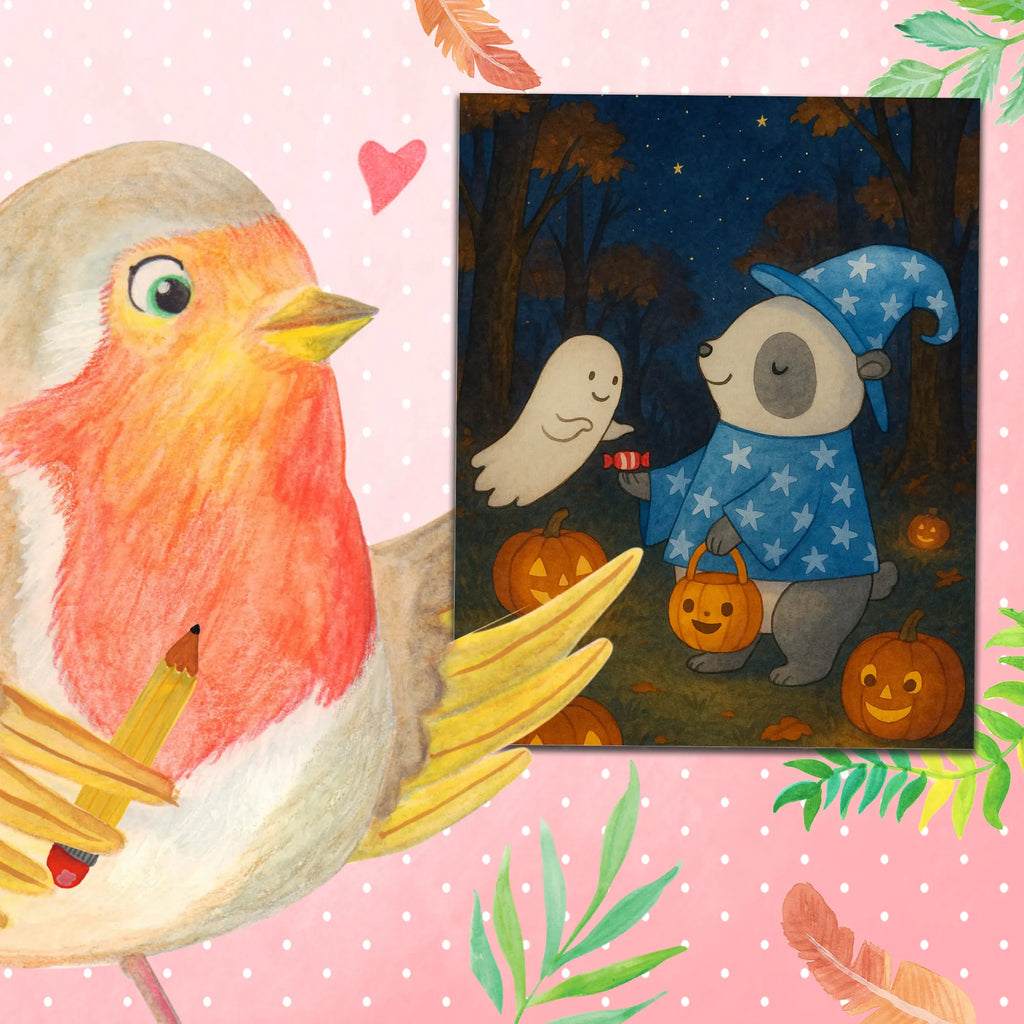 Malowanie według numerów Panda Czarodziej Design Bastelidee, Baseln, Malen nach Zahlen, DIY, Malen, Ausmalbild, Künstler, Kunstwerk, Kreativität, Halloween, Deko, Martinssingen, Dekoration, Geschenke, Schenken, Zauberer, Süßes sonst gibt's saures, Panda, Trick or Treat, Gespenst, Halloween Deko