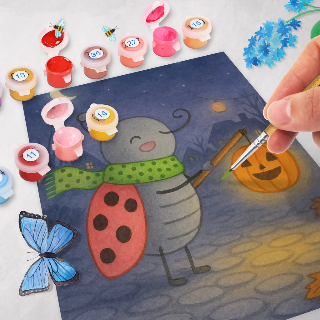 Paint by Numbers Smörle Lantern Design DIY, Künstler, Baseln, Malen nach Zahlen, Bastelidee, Ausmalbild, Kunstwerk, Kreativität, Malen, Halloween, Deko, Martinssingen, Dekoration, Geschenke, Schenken, Marienkäfer, Laterne, Herbst