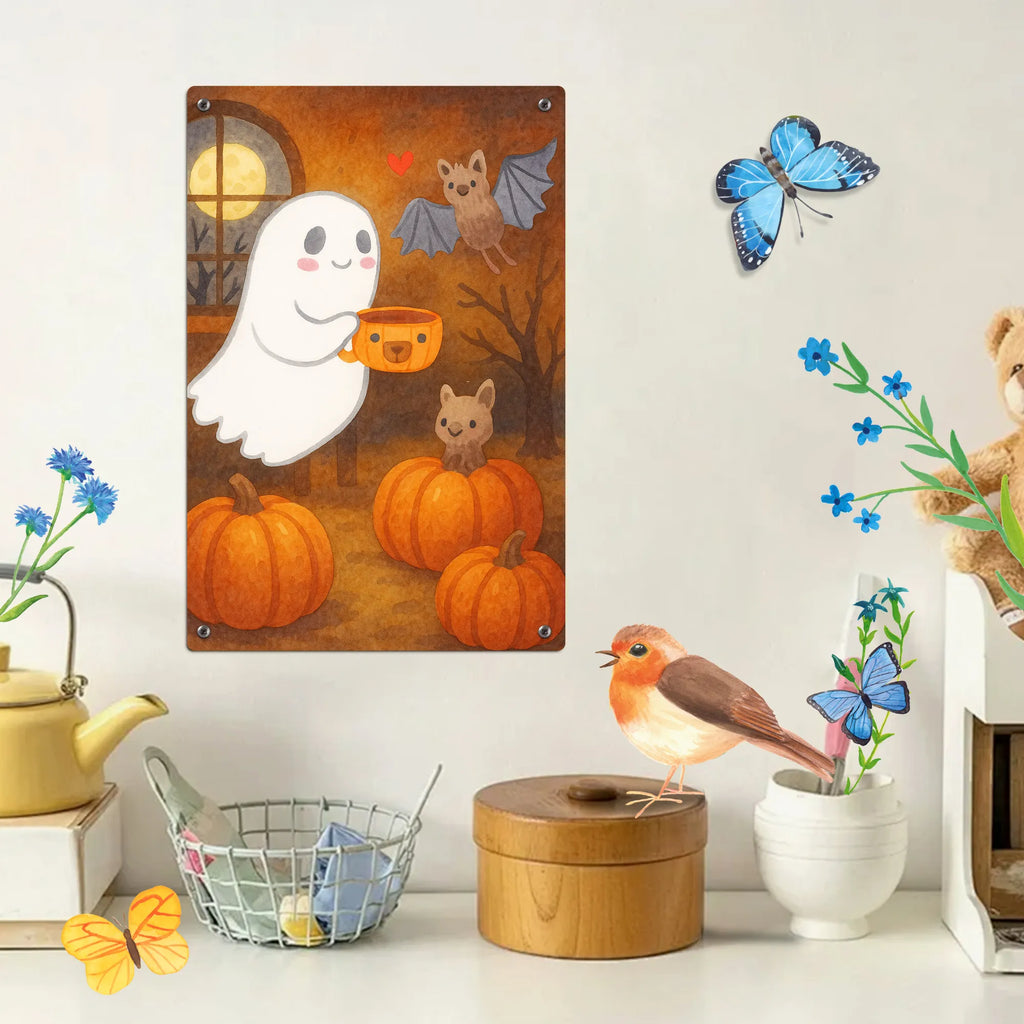 Paint by Numbers Metal Sign Ghost Coffee Design Halloween, decoration, Martin singing, decor, gifts, giving