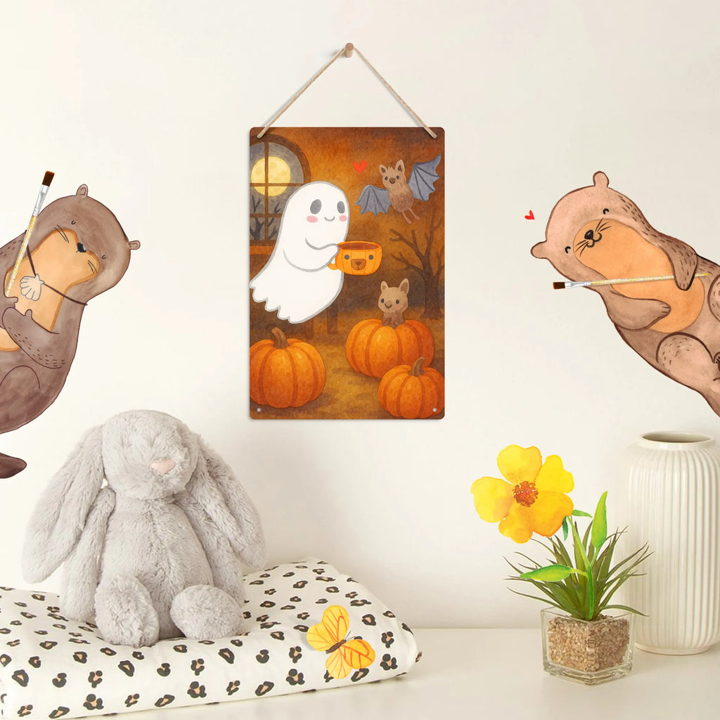 Paint by Numbers Metal Sign Ghost Coffee Design Halloween, decoration, Martin singing, decor, gifts, giving