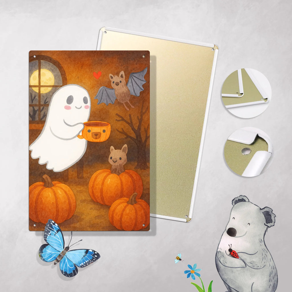 Paint by Numbers Metal Sign Ghost Coffee Design Halloween, decoration, Martin singing, decor, gifts, giving