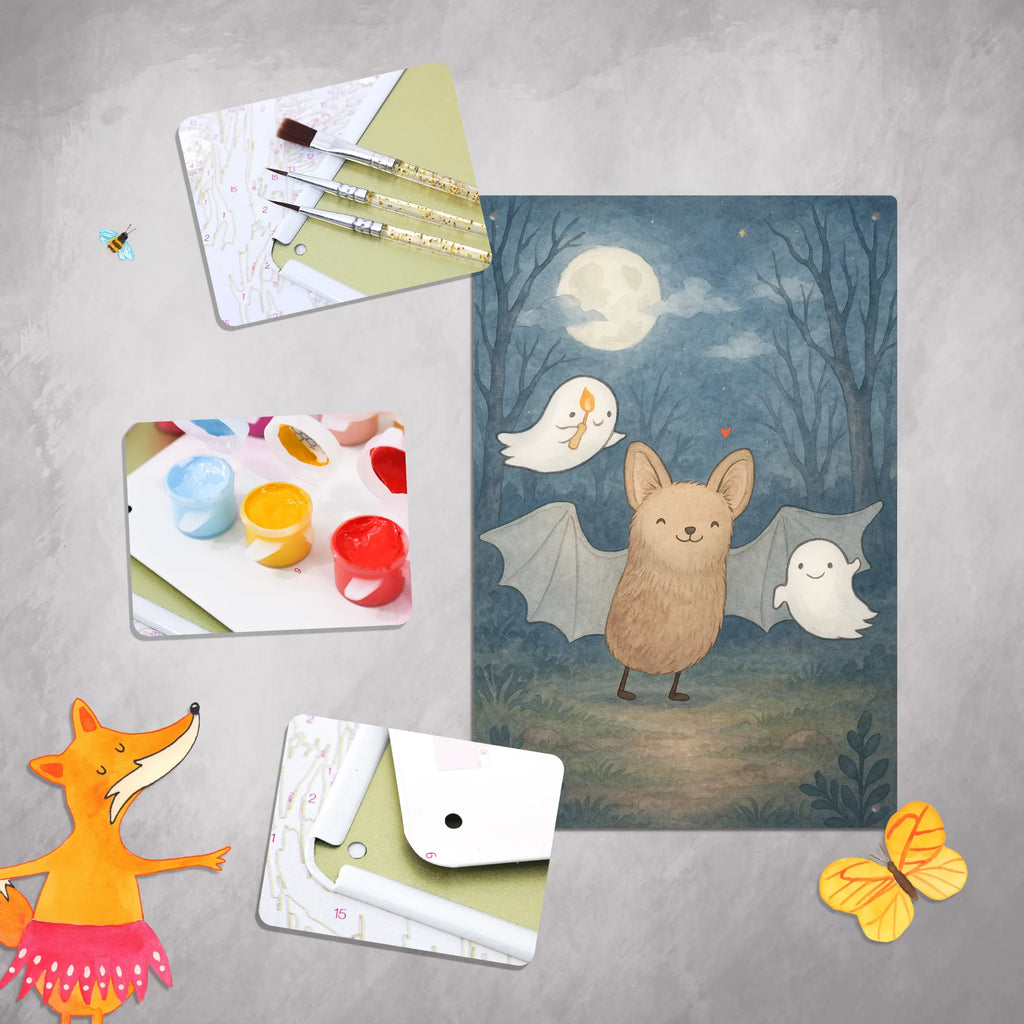 Paint by Numbers Metal Sign Bat Ghosts Design Halloween, decoration, Martin singing, decor, gifts, giving