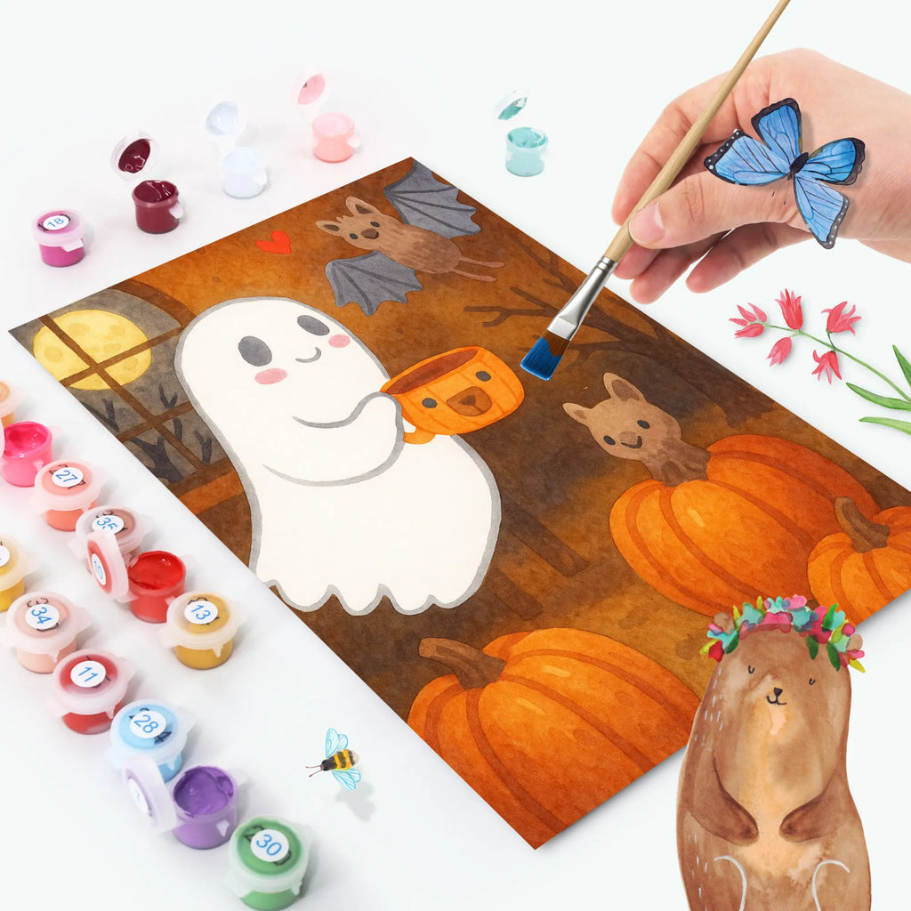 Malowanie według numerów Duch kawa Design Kreativität, Malen, DIY, Malen nach Zahlen, Baseln, Bastelidee, Kunstwerk, Ausmalbild, Künstler, Halloween, Deko, Martinssingen, Dekoration, Geschenke, Schenken, Kaffee, Gespenst