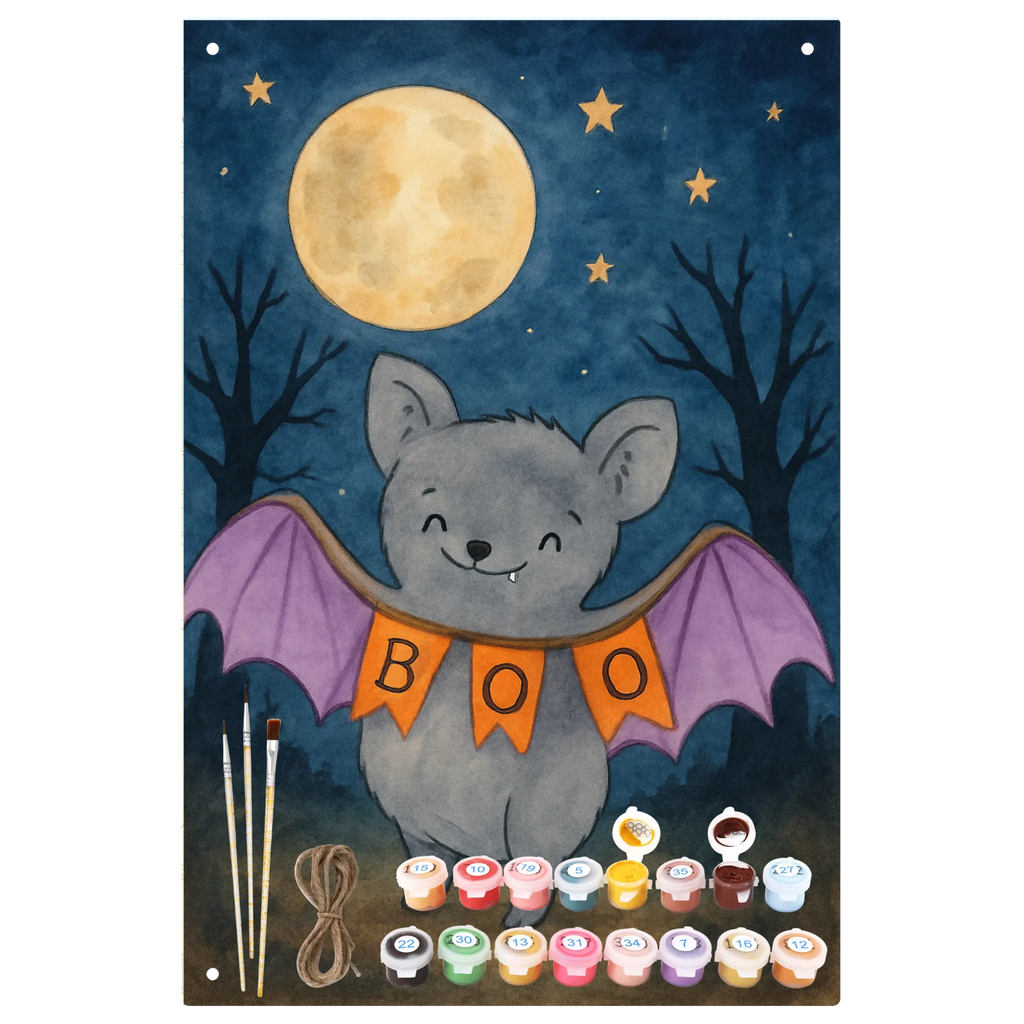 Paint by Numbers Metal Sign Bat Boo Design Halloween, decoration, Martin singing, decor, gifts, giving