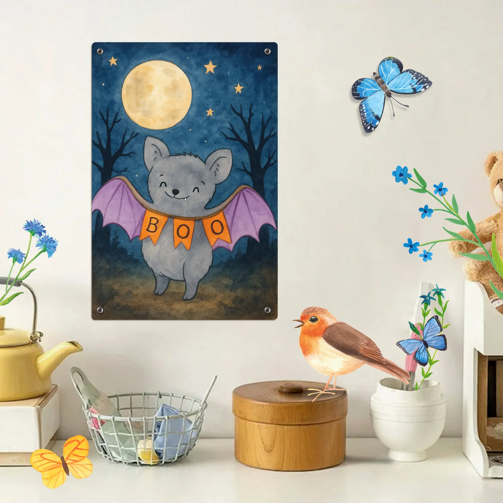 Paint by Numbers Metal Sign Bat Boo Design Halloween, decoration, Martin singing, decor, gifts, giving