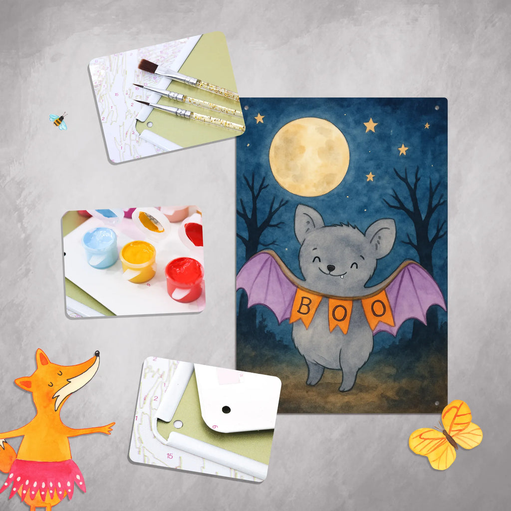 Paint by Numbers Metal Sign Bat Boo Design Halloween, decoration, Martin singing, decor, gifts, giving