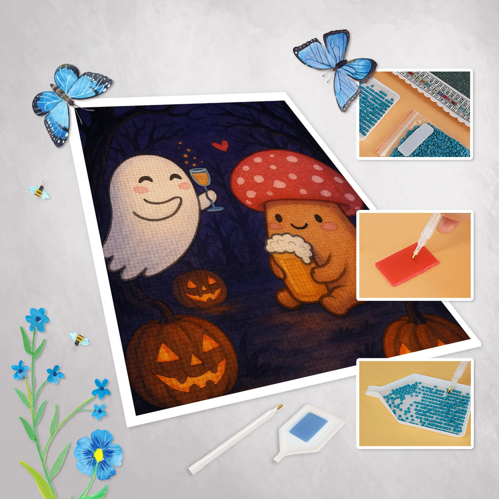 Diamond Painting Ghost Cheers Design Halloween, decoration, Martin singing, decor, gifts, giving