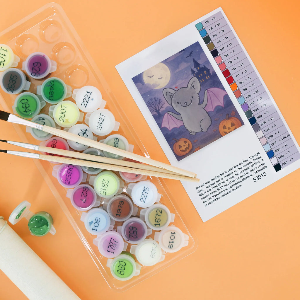 Malowanie według numerów nietoperz Klasyczny Design Kunstwerk, Ausmalbild, DIY, Malen nach Zahlen, Malen, Kreativität, Bastelidee, Künstler, Baseln, Halloween, Deko, Martinssingen, Dekoration, Geschenke, Schenken