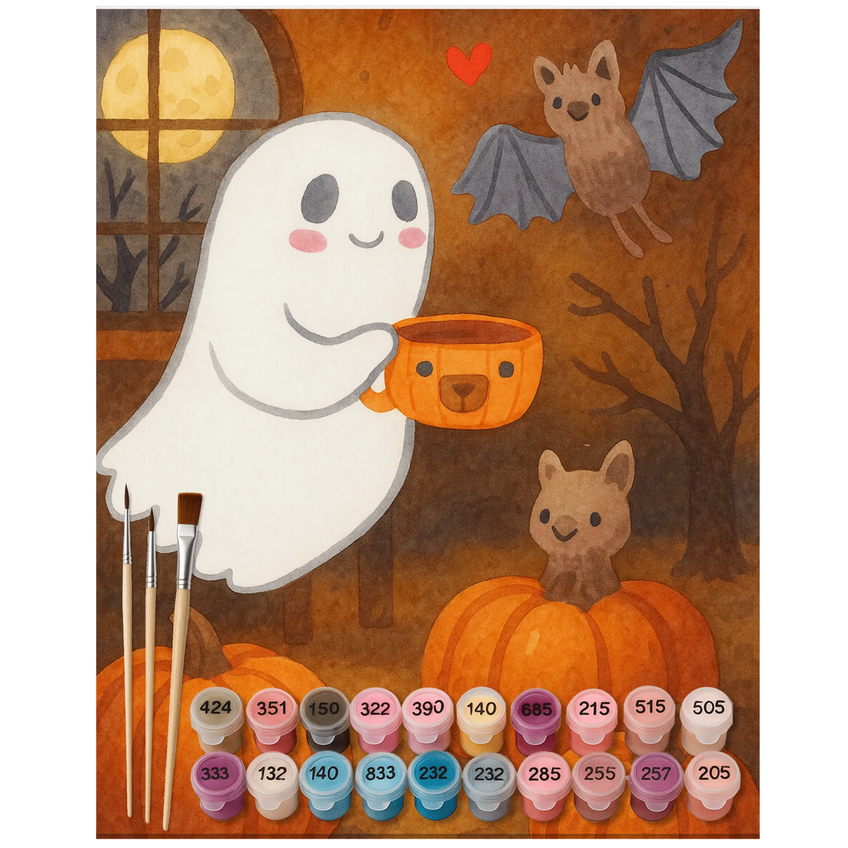 Paint by Numbers Ghost Coffee Design malset, Acryl Malen nach Zahlen, Malen nach Zahlen, leinwand malset, malerei nach zahlen, diy set, Malen nach Zahlen Leinwand, leinwand malerei, acrylmalerei set, DIY Malen nach Zahlen, malen nach zahlen set, Malen nach Zahlen Bild, kreativ set, malen mit zahlen, acryl malset, Zahlenbild, Geschenke, Schenken, Deko, Halloween, Martinssingen, Dekoration, Kaffee, Gespenst