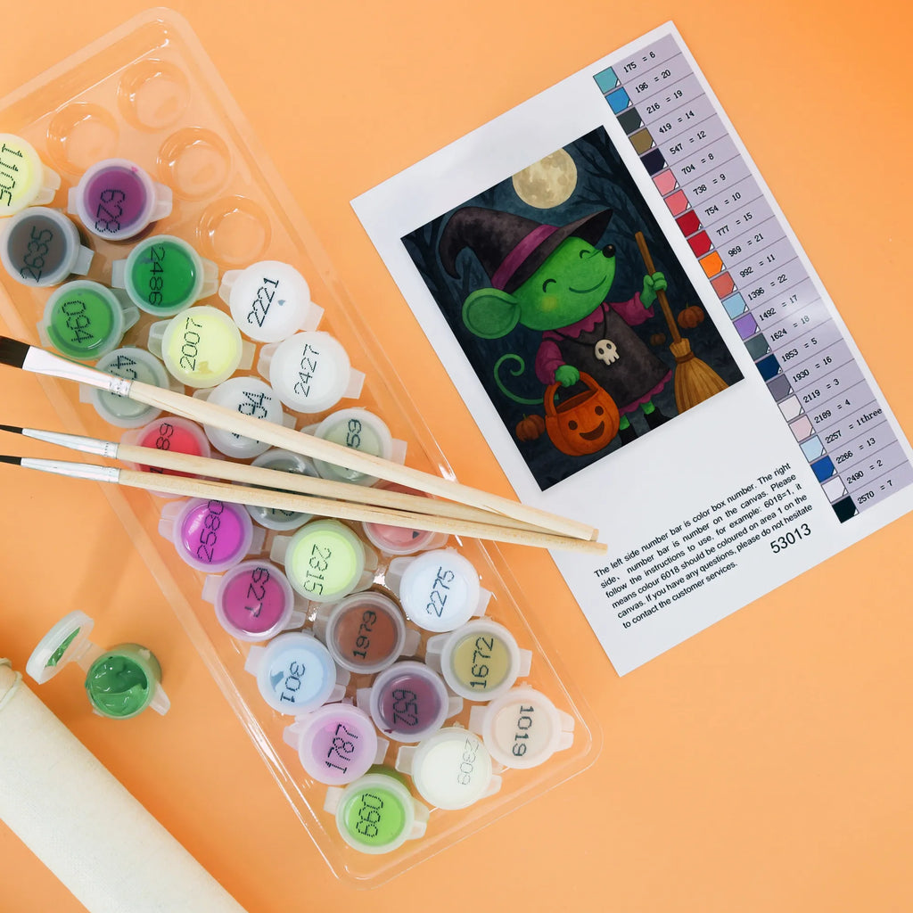 Paint by Numbers Mouse Witch Design Halloween, decoration, Martin singing, decor, gifts, giving