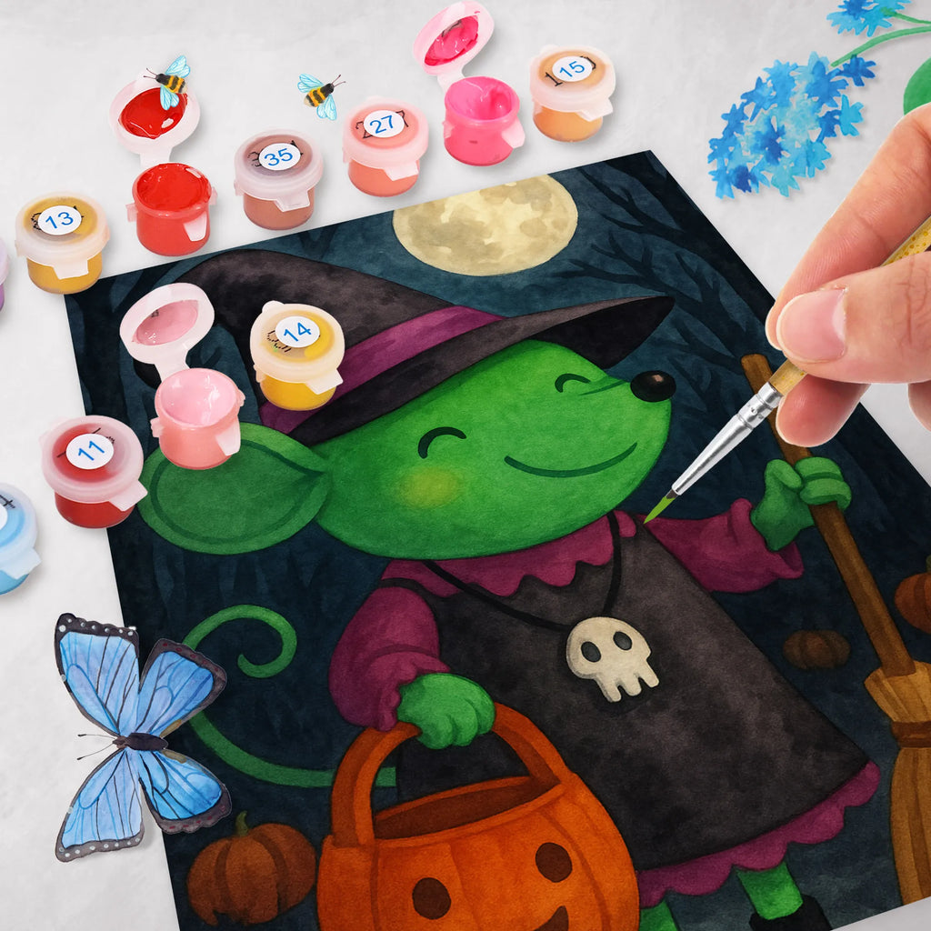 Paint by Numbers Mouse Witch Design Halloween, decoration, Martin singing, decor, gifts, giving