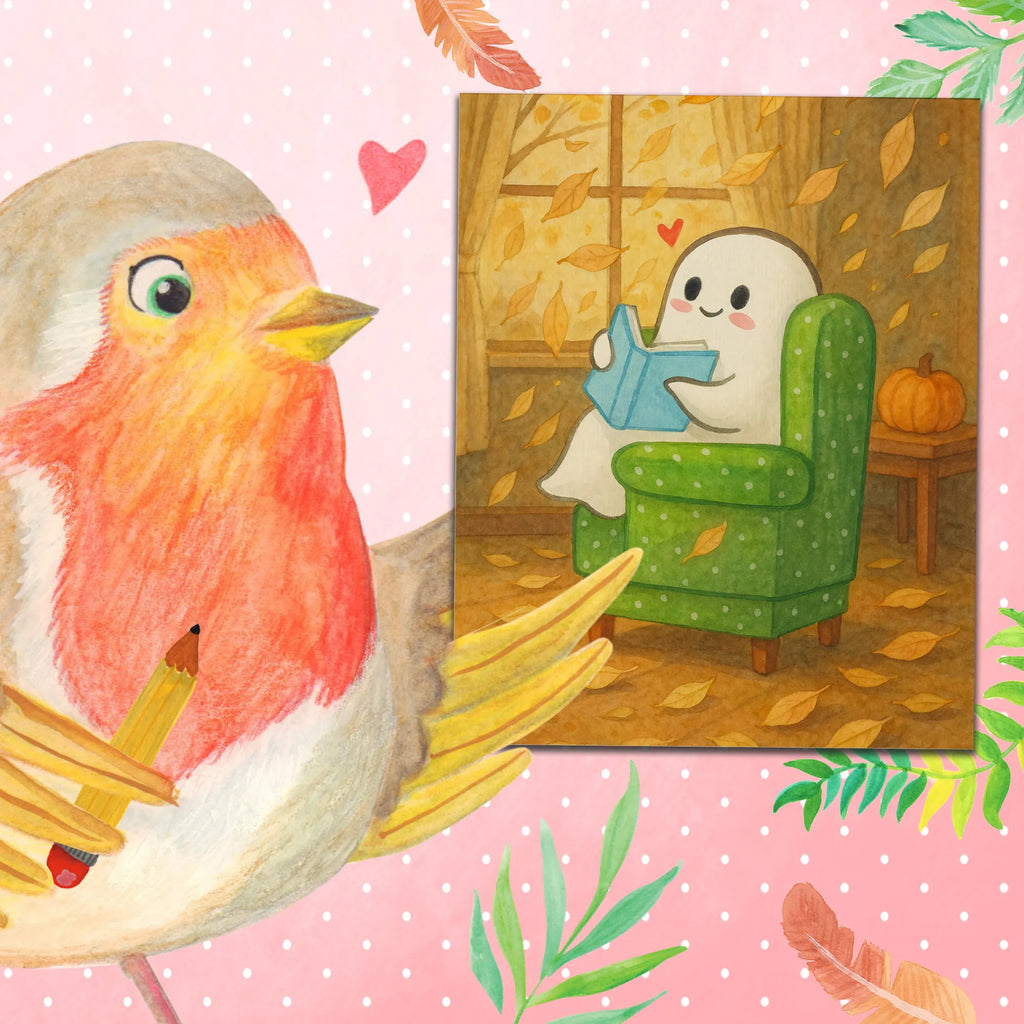 Paint by Numbers Ghost Book Design Baseln, Bastelidee, Kreativität, Ausmalbild, Künstler, Malen nach Zahlen, Malen, Kunstwerk, DIY, Halloween, Deko, Martinssingen, Dekoration, Geschenke, Schenken, gemütlich, Buch, Gespenst, Herbst