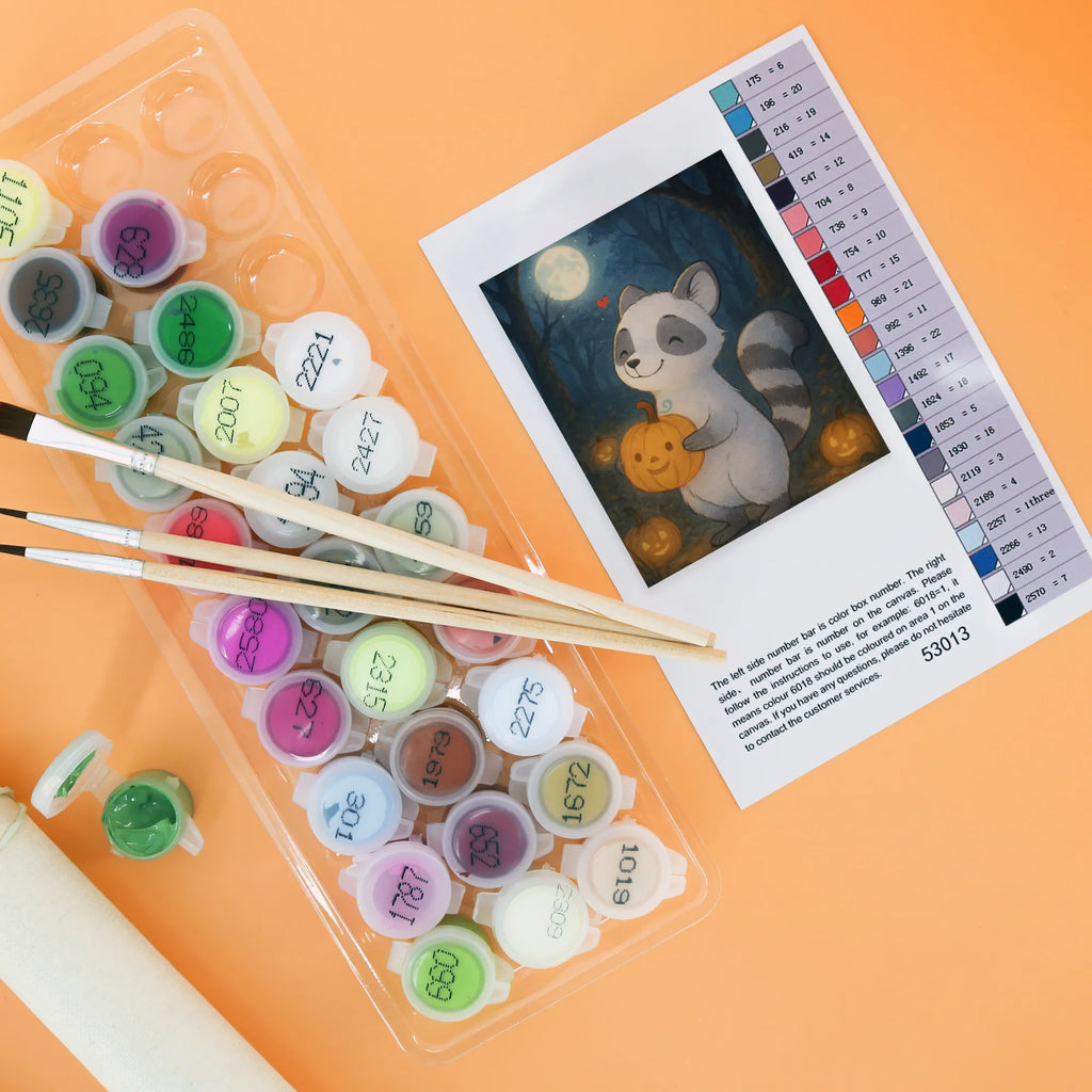 Malowanie według numerów szop pracz dynia Design Halloween, dekoracje, Martinssingen, dekoracja, prezenty, dawanie