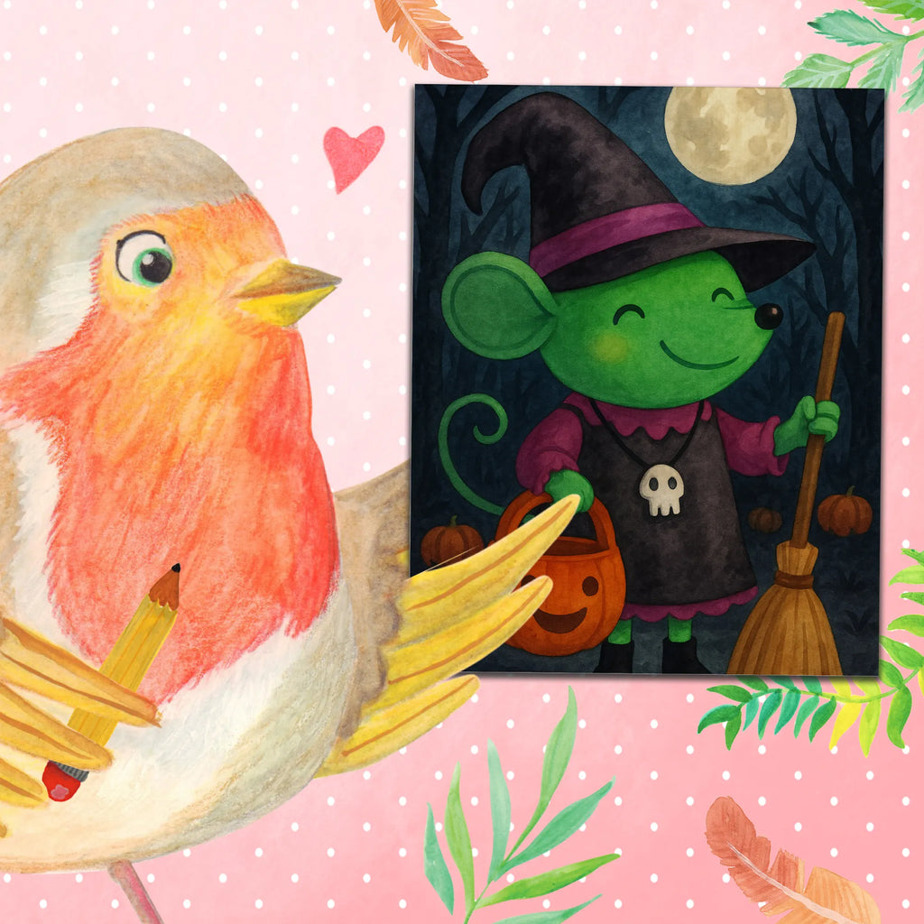 Paint by Numbers Mouse Witch Design Halloween, decoration, Martin singing, decor, gifts, giving