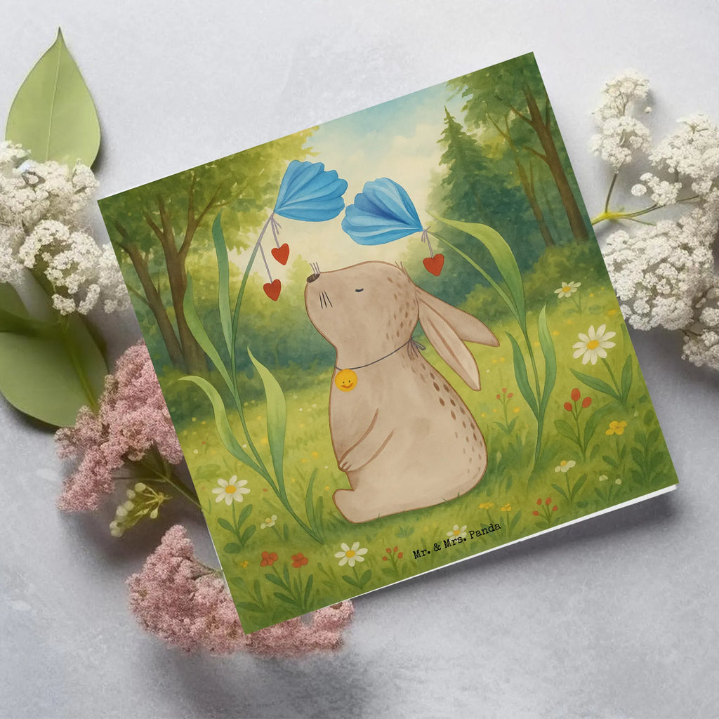 Deluxe Card Hare flower Design Easter bunny, child's birthday, baptism, first child, child, christening gift, hope, Bunny, pregnancy, birthday, birth, rabbit