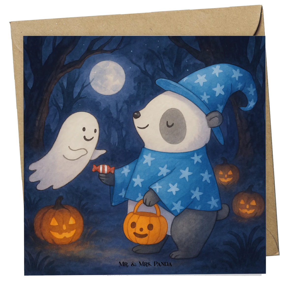 Deluxe Karte Panda Zauberer Design Klappkarte, Glückwunschkarte, faltkarte, doppelkarte, Grußkarte, anlasskarte, Dekoration, Geschenke, Schenken, Deko, Halloween, Martinssingen, Halloween Deko, Süßes Sonst Gibt's Saures, Zauberer, Panda, Trick Or Treat, Gespenst