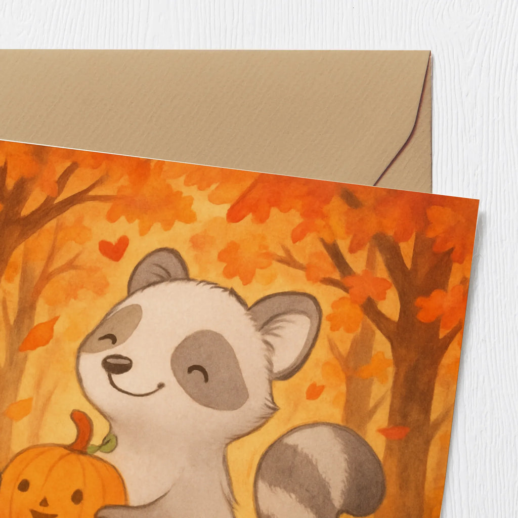Deluxe Card Raccoon Pumpkin Design decoration, gifts, Martin singing, decor, giving
