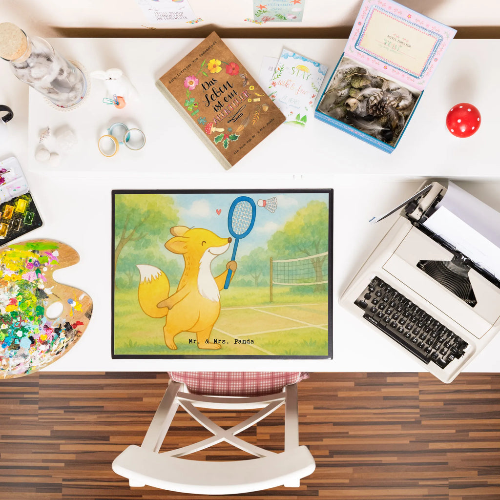 Podkładka na biurko lis grać w badmintona Design Prezent, Dyscyplina sportowa, Darować, Dziękuję, Dzięki, Wyróżnienie, Wygrana, Sportowiec