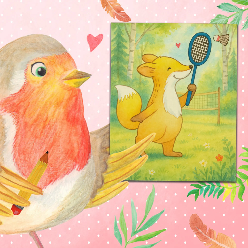 Paint by Numbers Fox play badminton Design Gift, giving, thank you, award, profit, athlete, Play shuttlecock