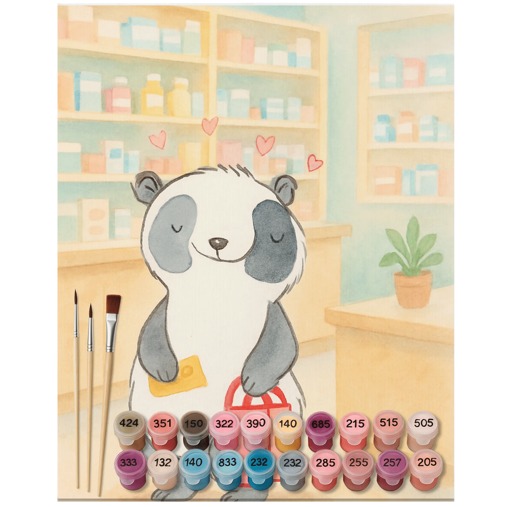 Paint by Numbers panda Shopping Design Gift, giving, thank you, award, profit, athlete
