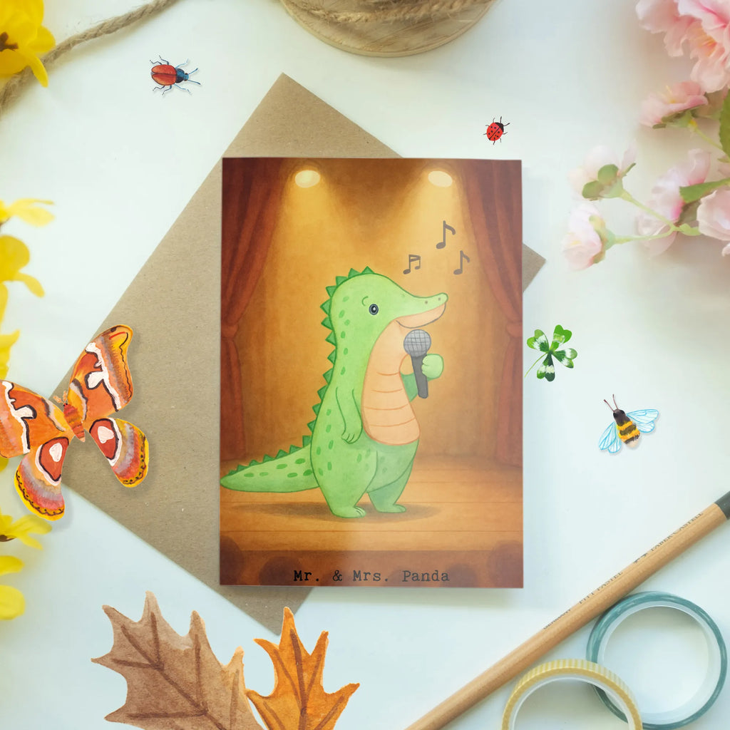 Grußkarte Krokodil Singen Design Opa, Beileid, Trauerkarte, witzig, Aufmunterung, Frau, Abschluss, liebevoll, Klappkarte, Hochzeitskarte, Geburtstagskarte, Lieblingsmensch, Hochzeit, Abitur, Einladungskarte, Ostern, Mama, Karte, Ansichtskarten, cool, Geschenkideen, Junge, Papa, Taufe, Freundin, Oma, Glückwunschkarte, Glücklich, Freund, Weihnachten, Mädchen, Grußkarte, Geschenk, Schenken, Sport, Sportart, Hobby, Danke, Dankeschön, Auszeichnung, Gewinn, Sportler, Live Auftritt, Singen, Band, Hobbysänger, Gesang