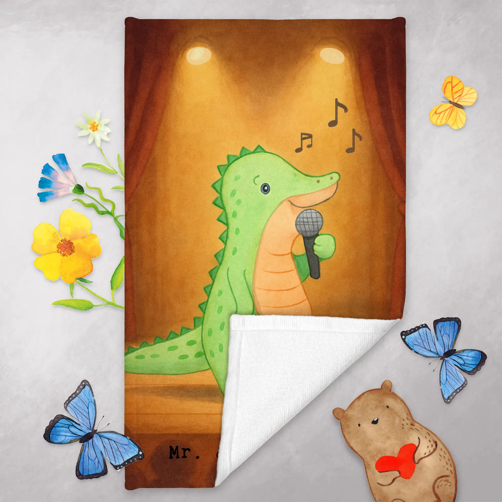 Guest towel crocodile To sing Design Gift, giving, thank you, award, profit, athlete, hobby singers, vocals, Singing, live performance
