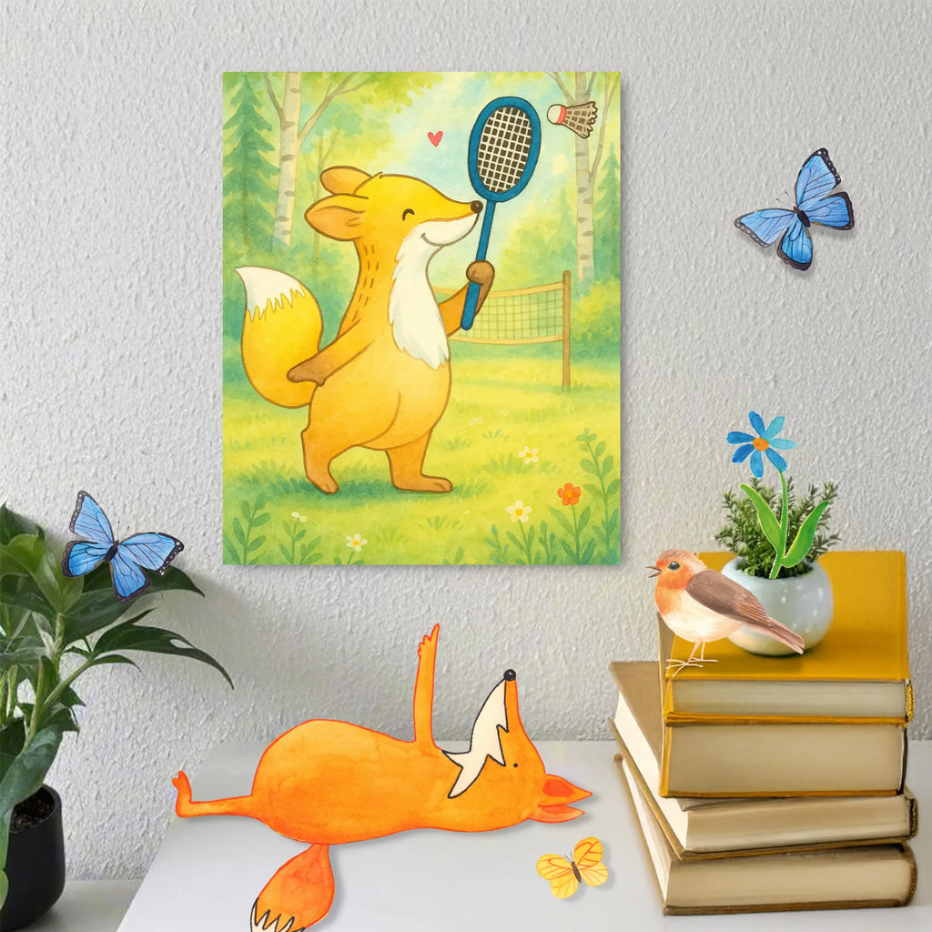 Paint by Numbers Fox play badminton Design Gift, giving, thank you, award, profit, athlete, Play shuttlecock