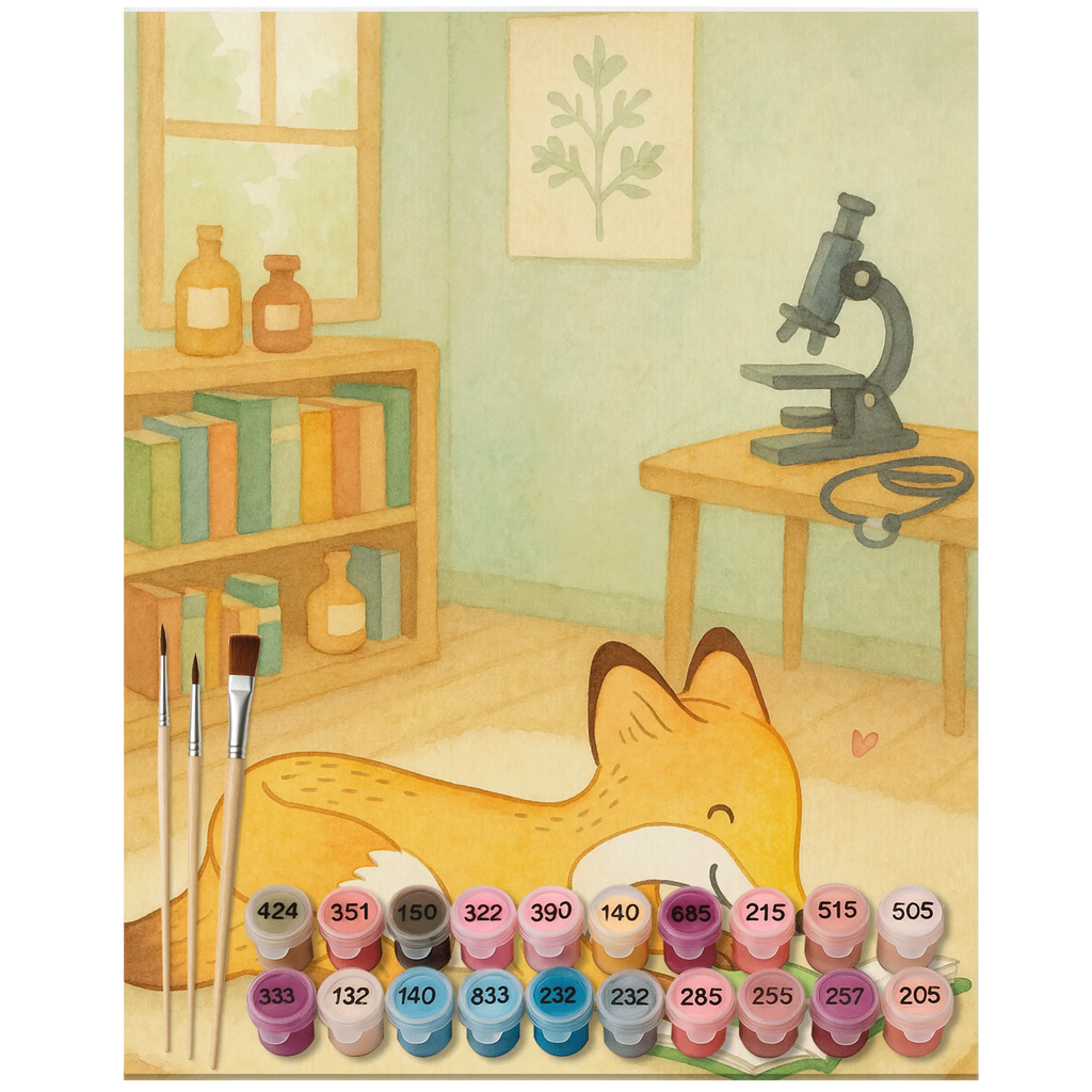 Malen nach Zahlen Fuchs Lesen Design Ausmalbild, Kunstwerk, Basteln, DIY, Künstler, Malen, Malen nach Zahlen, Kreativität, Bastelidee, Sportler, Schenken, Gewinn, Auszeichnung, Dankeschön, Danke, Hobby, Sportart, Geschenk, Sport, Bücher lesen, lesen, Bücherwurm