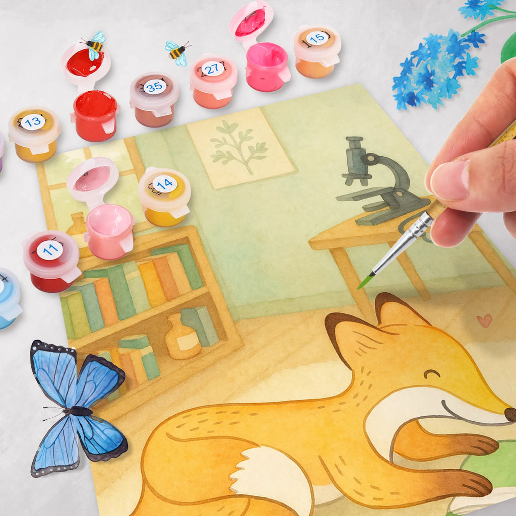 Malen nach Zahlen Fuchs Lesen Design Ausmalbild, Kunstwerk, Basteln, DIY, Künstler, Malen, Malen nach Zahlen, Kreativität, Bastelidee, Sportler, Schenken, Gewinn, Auszeichnung, Dankeschön, Danke, Hobby, Sportart, Geschenk, Sport, Bücher lesen, lesen, Bücherwurm