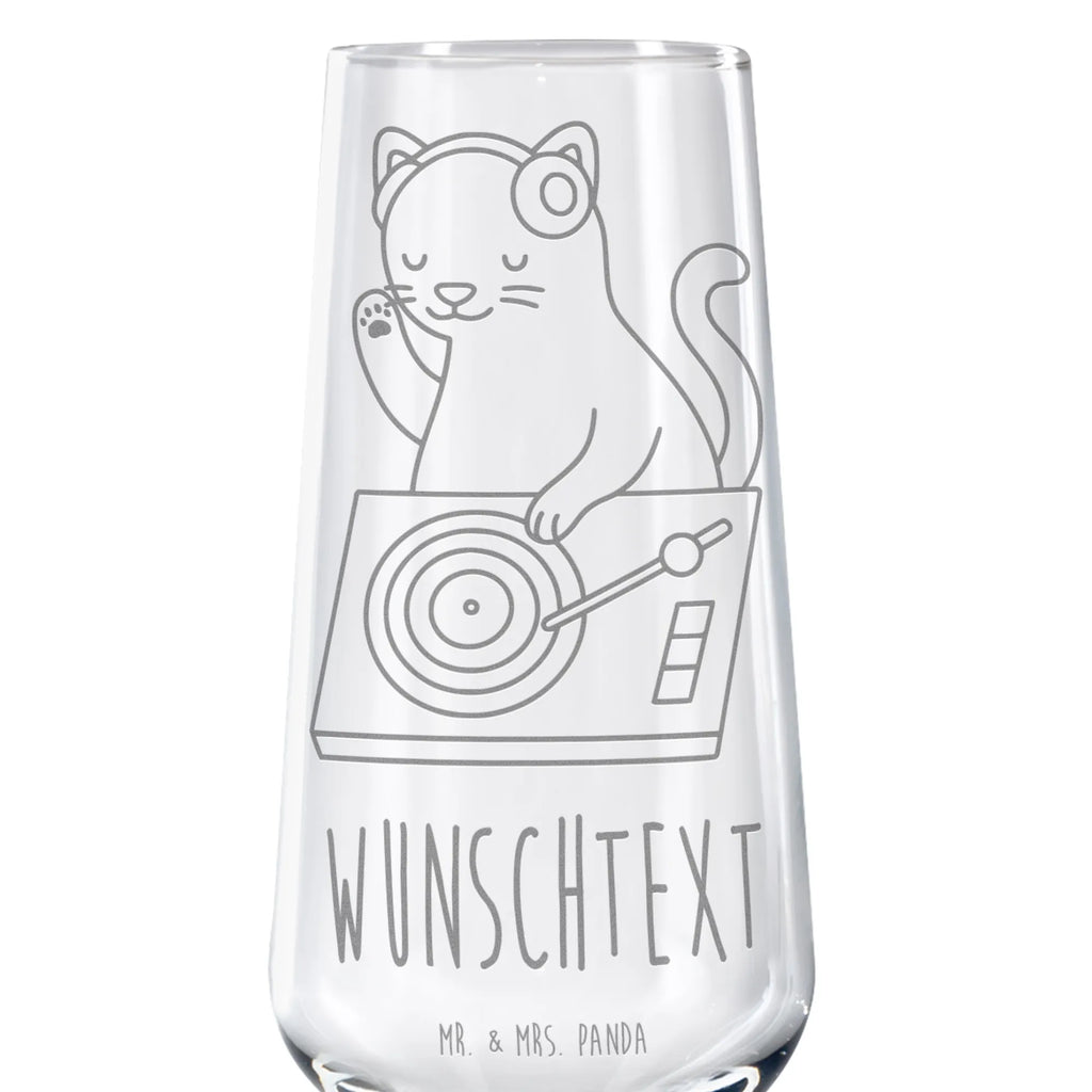 Personalized Sparkling Wine Glass cat DJ Instruments, gifts for musicians, music enthusiasts