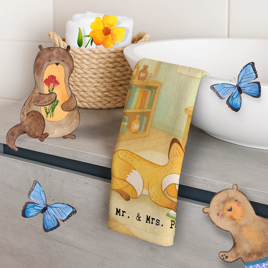 Guest towel Fox To read Design Gift, giving, thank you, award, profit, athlete, read, read books, bookworm