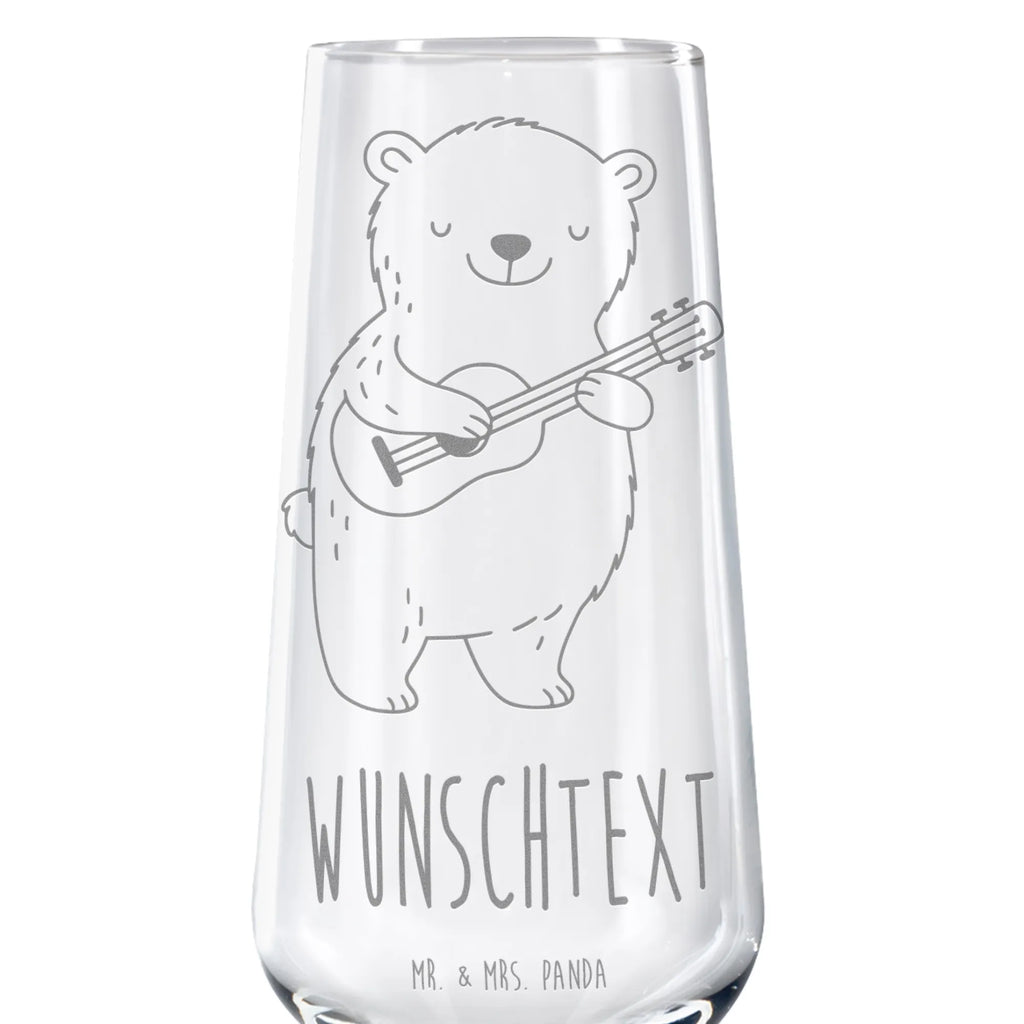 Personalized Sparkling Wine Glass bear guitar Instruments, gifts for musicians, music enthusiasts