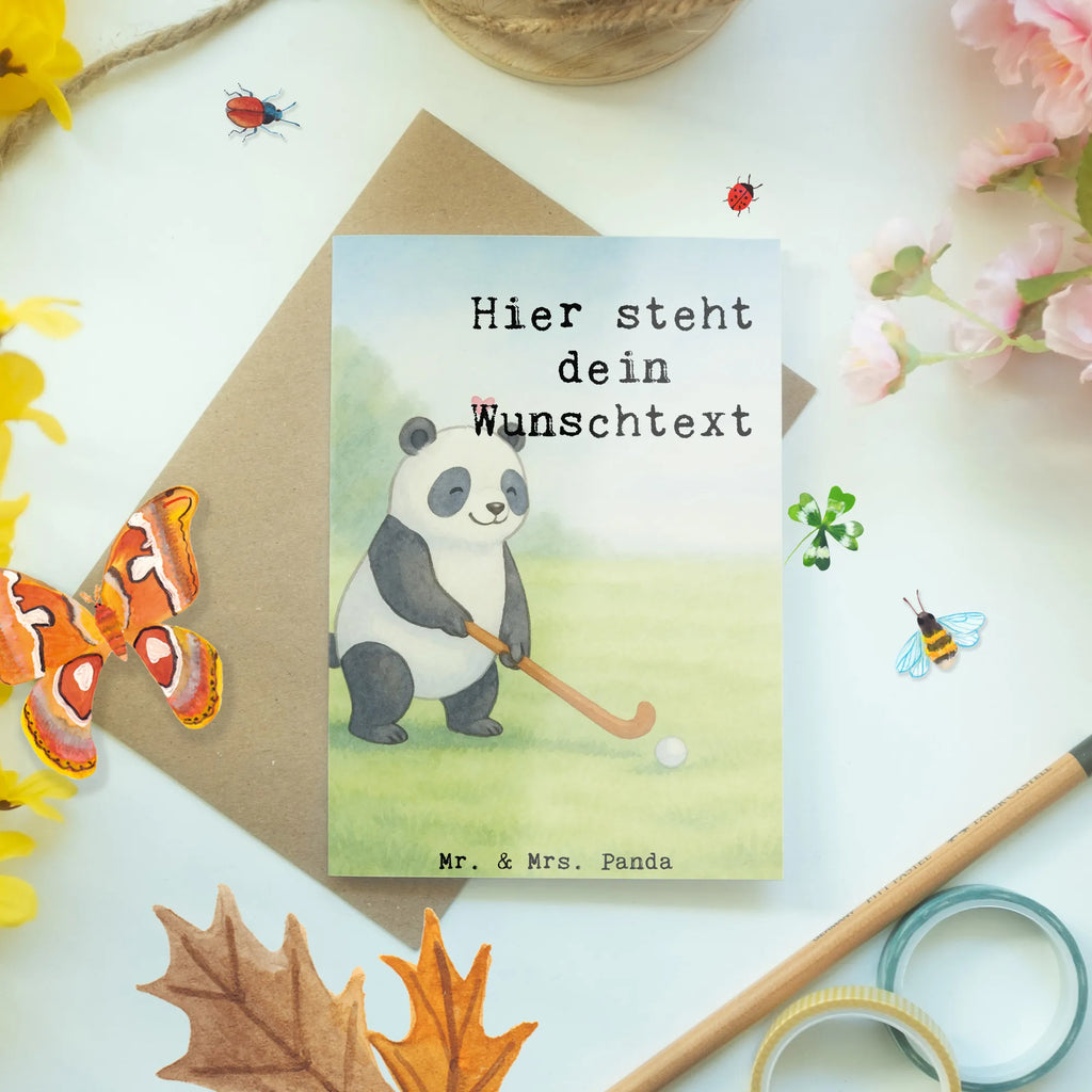 Spersonalizowana kartka z życzeniami Panda grać w hokeja Design Prezent, Dyscyplina sportowa, Darować, Dziękuję, Dzięki, Wyróżnienie, Wygrana, Sportowiec