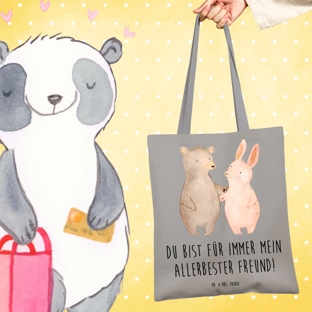 Tote bag bear and rabbit Embrace