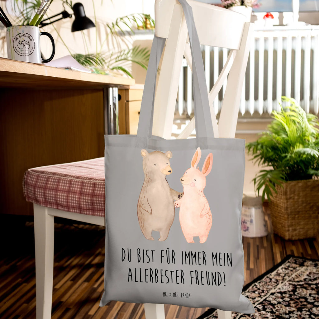 Tote bag bear and rabbit Embrace