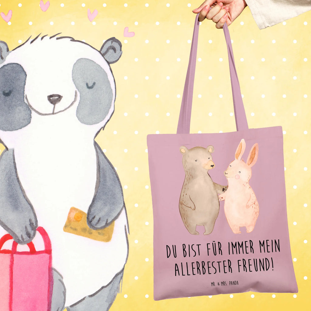 Tote bag bear and rabbit Embrace