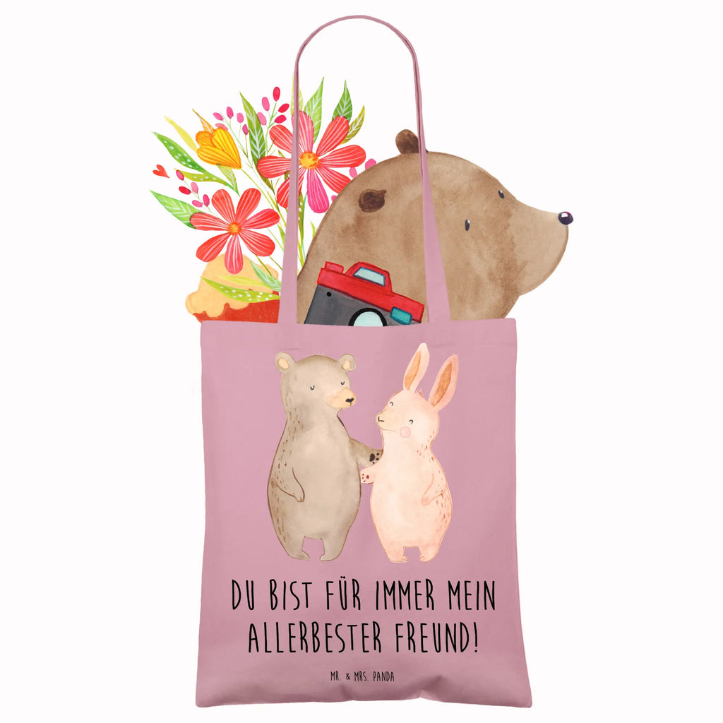 Tote bag bear and rabbit Embrace