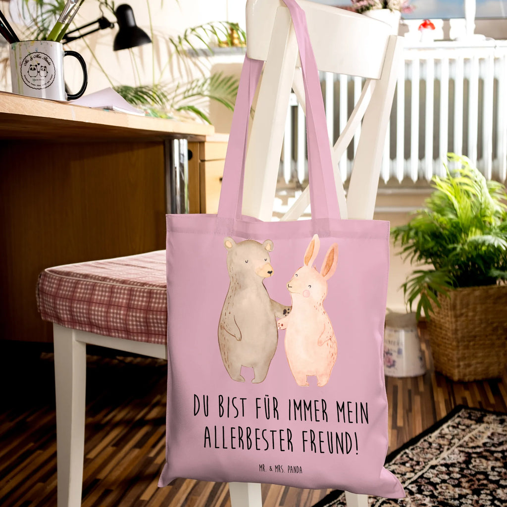 Tote bag bear and rabbit Embrace